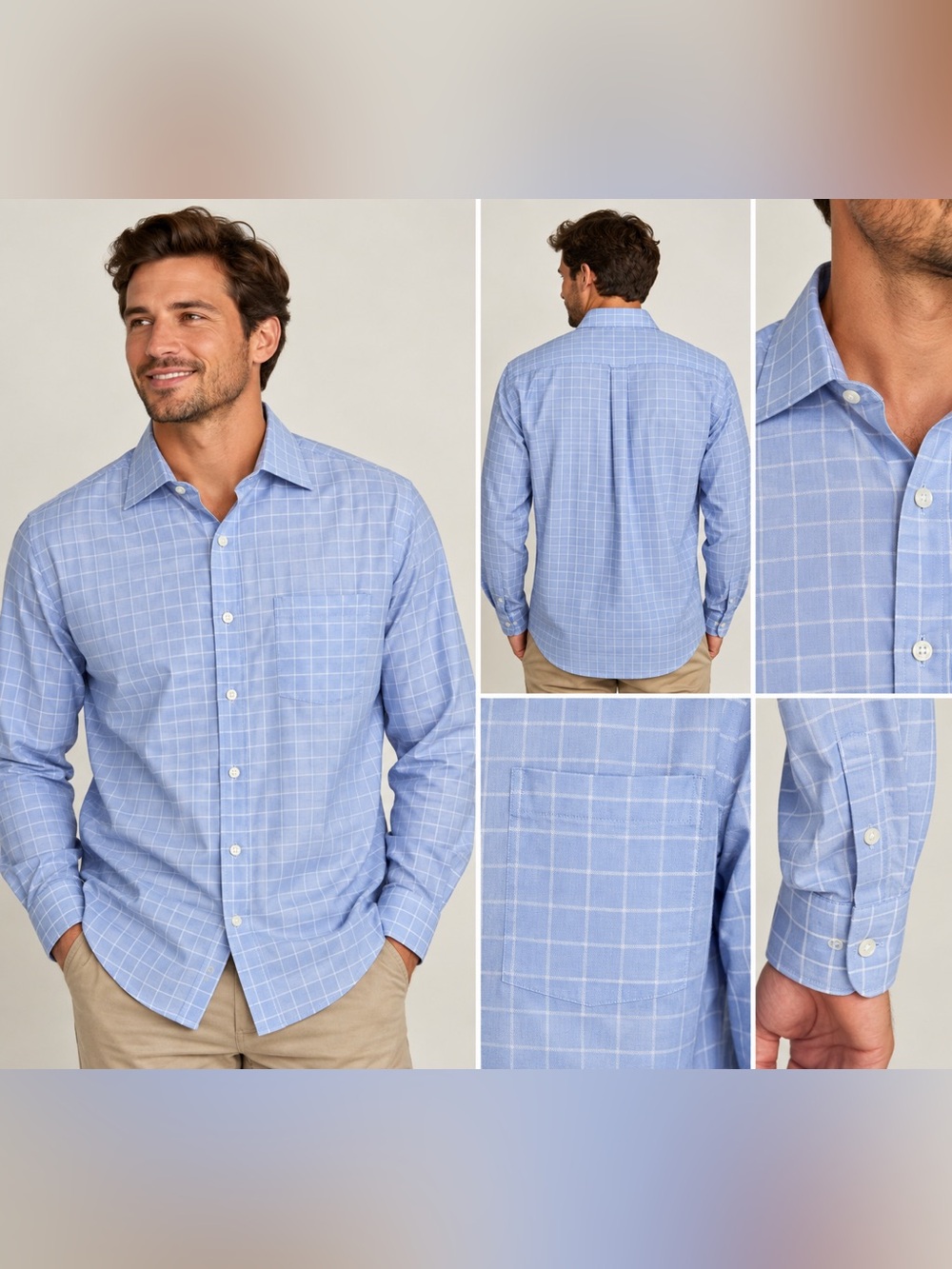 Alex Cannon Men’s XL Blue Windowpane Button Down Shirt